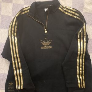 Adidas Black Fleece Sweater with Gold Accents